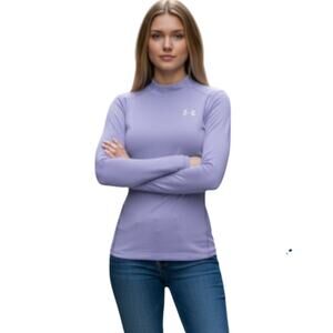 UNDER ARMOUR Purple ColdGear Top Women’s Medium Semi‑Fitted Long Sleeve EUC